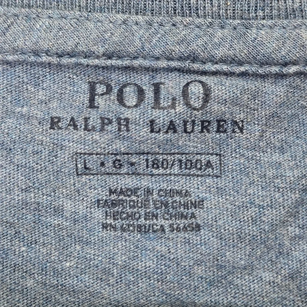 Polo Ralph Lauren T-Shirt Blue Heathered Long Sleeve Pony Logo Mens L